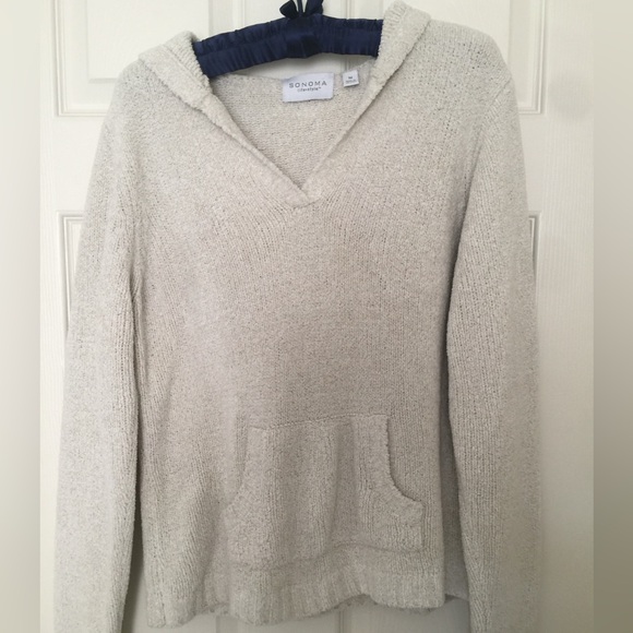 Sonoma Life + Style Sweaters - Sonoma Beige V-Neck Knit Sweater with Hoodie Medium